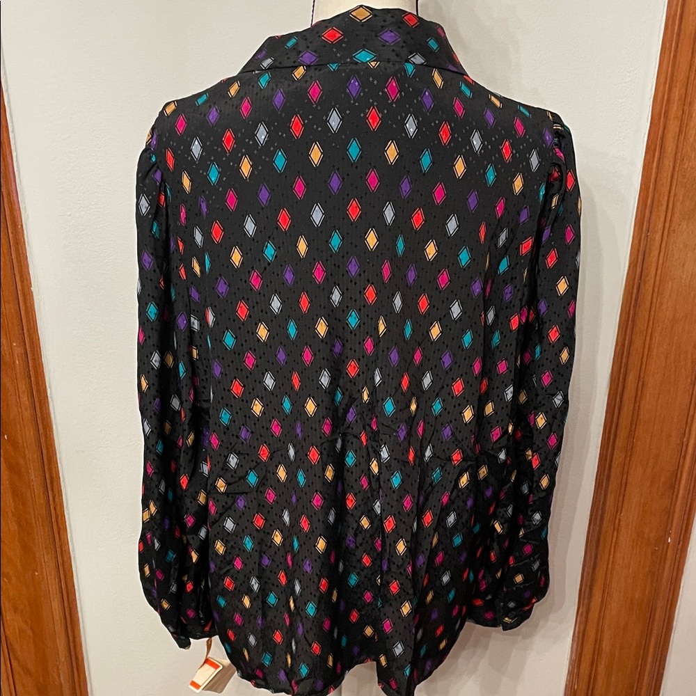 Vintage Multicolor Diamond Pattern Button Down Shirt - Picture 7 of 10